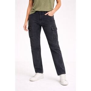 Levi’s Straight Cargo Pants Women Size 16 Black Utility Stretch